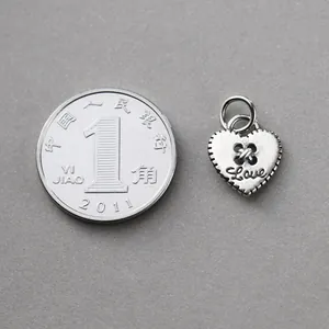 Vintage 925 sterling zilveren hart bedel met Love gravure voor het maken van DIY sieraden