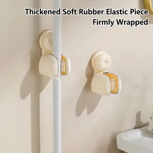 Modern Minimalist Vacuum Suction Cup Mop Holder Wall Mounted Punch Free Broom Organizer ABS Non-Slip Roller Mop Clip For Bathroom Kitchen