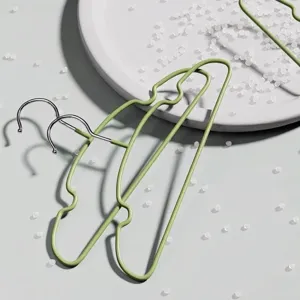 Durable green matte resin children's hangers with non-slip seamless design for baby clothes