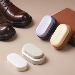 Portable Double-Sided Shoe Sponge Brush With Built-In Shoe Wax For Leather Shoes Cleaning Polishing Care Professional Shoe Shine Tool