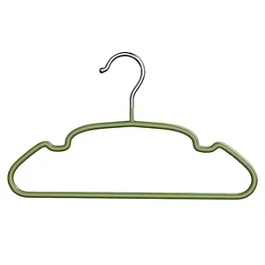 Durable anti-slip matte children's clothes hanger in green finish for baby nursery