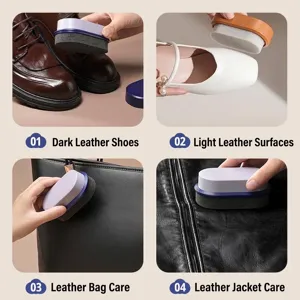 Portable double-sided sponge brush for leather shoes, bags, and jackets maintenance