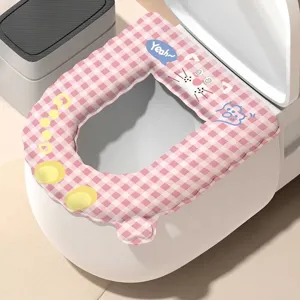 Cartoon Waterproof Toilet Seat Cover EVA Wash-Free Self-Adhesive Toilet Seat Pad With Handle For Bathroom Everyday Home Decor