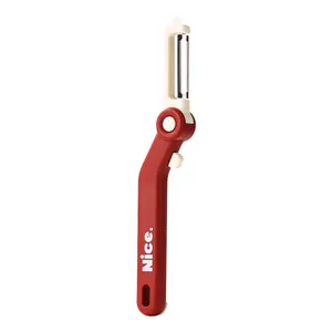 3-in-1 multifunctional stainless steel fruit and vegetable peeler with red handle