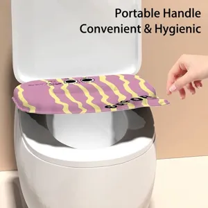 Cute cartoon patterned toilet seat cover with portable lifting handle for bathroom