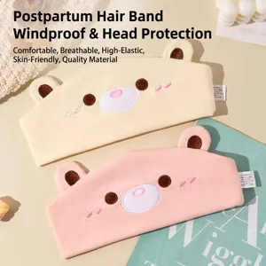 Bandeau Cheveux Post-Partum Ours Dessin Animé Coton Doux pour Femmes Enceintes Coupe-vent Élastique Accessoires