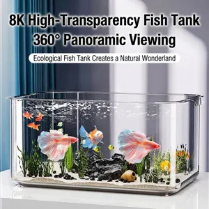 Transparenter PET Desktop Goldfischglas Einteiliges Klares Aquarium Ökologische Vissenkom Für Goldfische Kampffisch Büro Dekoration