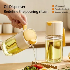 Automatic Gravity Flip Glass Oil Pot Leakproof Kitchen Dispenser Bottle For Soy Sauce Vinegar Large Capacity Glass Oil Cruet