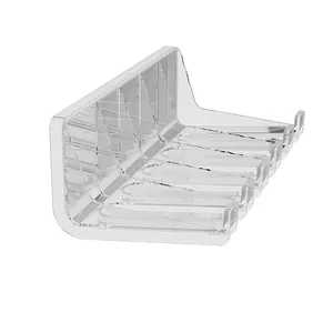 Clear acrylic wall-mounted kitchen organizer for spice, sauce, and condiment packets.