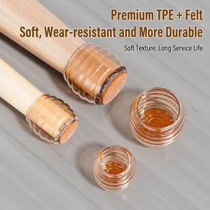 Clear TPE chair leg protectors with felt pads for hardwood floor protection