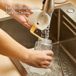 Large capacity glass oil bottle with gravity lid for easy cleaning