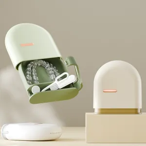 Portable pull-out retainer case for orthodontic braces and dentures in minimalist style