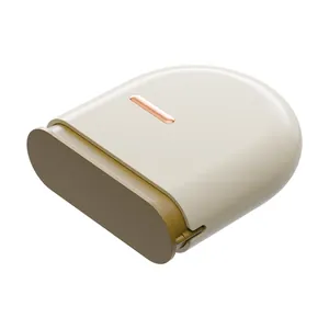 Portable pull-out orthodontic retainer storage box in beige and yellow minimalist design