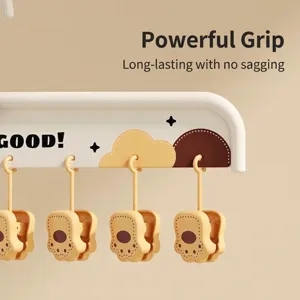 Multifunctional ABS laundry hanger with cute animal paw clips for windproof sock drying