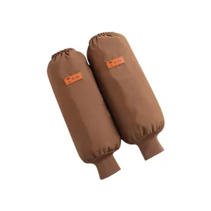 Brown waterproof canvas oversleeves for heavy-duty work and household kitchen use