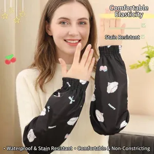 Protège-bras imperméables à motifs mignons avec poignets élastiques pour la cuisine