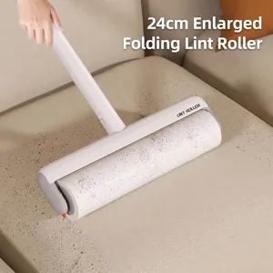 Rouleau Antipeluche Extra Large Éliminateur de Poils d'Animaux Brosse à Poussière Manuelle Pliable Long Manche Outil Nettoyage Sol Tapis