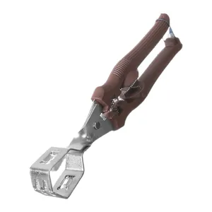 Ergonomic stainless steel chestnut opener and sheller tool with brown non-slip handle