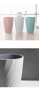 Close-up detail of a white textured toothbrush cup with fresh water droplets on surface