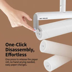 Professional white lint roller featuring one-button release for easy sticky paper replacement
