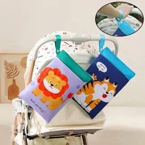 Bolsa de pañales impermeable para cochecito con dibujos de león y tigre