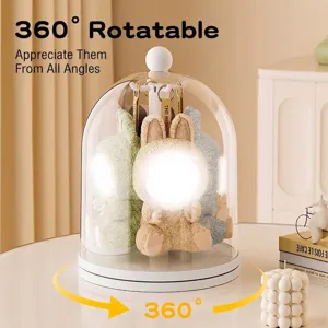Desktop Rotating Transparent Action Figure Storage Box Dustproof Blind Box Display Stand For Plush Doll Toy Organizer Showcase