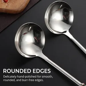 Durable mirror polished stainless steel hot pot soup ladles with extra long handles