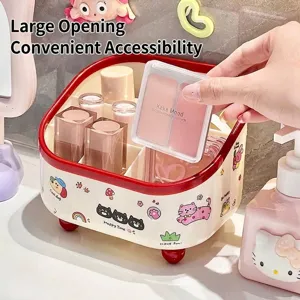 Lindo organizador de escritorio de 6 compartimentos para brochas de maquillaje y papelería