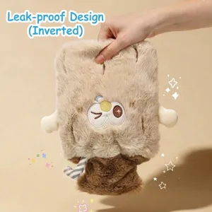 Explosion-proof PVC hot water bottle with cute cartoon plush cover for cozy hand warming