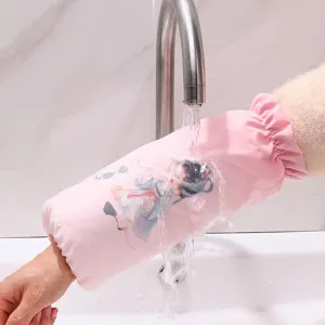 Manguitos impermeables rosas con estampado de dibujos animados para cocina y oficina