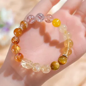 Pulsera de Cristal Multi-gema para Mujer Moda Citrino Oro Cuarzo Rutilado Cuentas Pi Xiu Joyería de Strass Regalo de Suerte