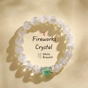 Bracciale di Perline in Cristallo Fuochi d'Artificio Argento 925 per Donna Acquamarina Naturale Prehnite Quarzo Rosa Gioielli