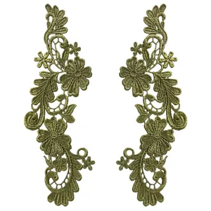 3D Symmetrical Water Soluble Lace Floral Patches For Wedding Dress Evening Gown Clothing DIY Embroidered Flower Trim Accessories