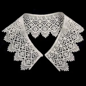 Embroidered Milk Silk Hollow Out Detachable Fake Collar For Women Vintage Floral Lace Trim Apparel Decor DIY Sewing Supplies