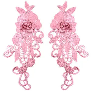 3D Floral Embroidery Patch Hollow Out Water Soluble Lace Applique For Wedding Dress DIY Clothing Accessories Polyester Flower Patch