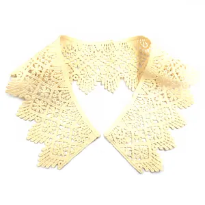 Detailed view of a hollowed-out water-soluble lace doll collar accessory for women.