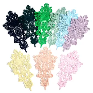 Elegante Applicazione in Pizzo Ricamato Idrosolubile in Poliestere con Motivo Floreale per Decorazione di Vestiti Fai da Te Accessori Moda