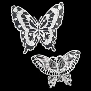 Butterfly Embroidery Patches Organza Polyester Silk Lingerie Lace Applique DIY Sewing Craft Decorative Floral Motif
