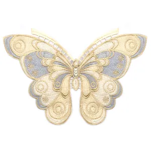 Large intricate gold and silver butterfly embroidered lace collar patch for DIY sewing crafts