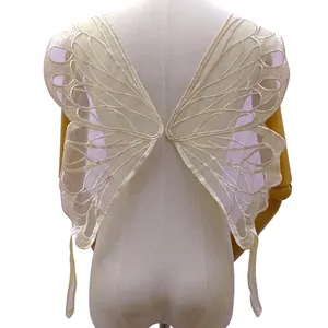 Large Butterfly Wing Lace Embroidery Patch For Women Lingerie Swimwear Back Decor Polyester Mesh Embroidered Applique Clothing Accessories
