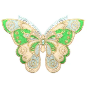 Large embroidered butterfly collar patch with intricate gold thread and lace details