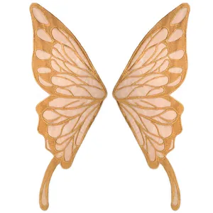 Exquisite large golden butterfly wing lace embroidery applique for clothing decoration