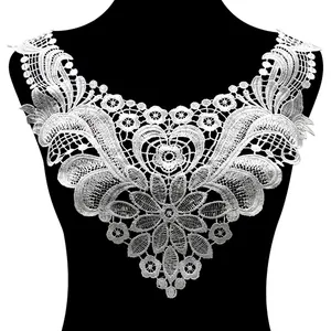 Col en Dentelle Hydrosoluble Polyester Floral Ajouré Faux Col DIY Accessoires de Décoration de Vêtements Dentelle