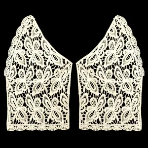 Detailed view of exquisite milk silk embroidery lace patches with butterfly flower design