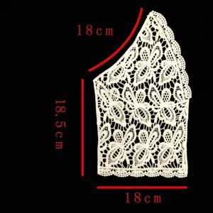 Detail view of white milk silk butterfly lace embroidery showing exact dimensions