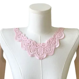 Delicate pink water-soluble milk silk lace collar embroidery DIY accessory on mannequin
