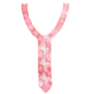 Pink embroidered lace neckline collar applique with Y-shape diamond floral pattern