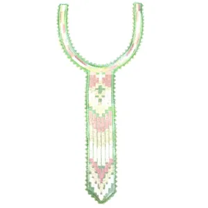 Colorful embroidered lace collar patch in tie shape