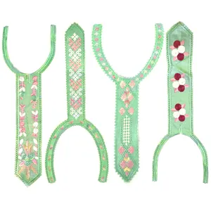 Vintage Embroidered Lace False Collar Geometric Floral Heavy Craft Detachable Collar Necktie Shaped Garment Accessories For Women