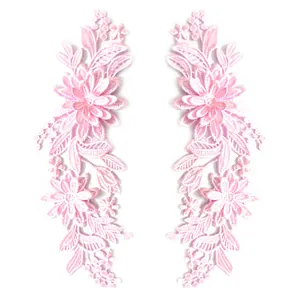 Eleganti Applicazioni in Pizzo Floreale Patch Ricamate Simmetriche Bordo in Pizzo Idrosolubile per Cucito Abiti Fai Da Te Accessori
